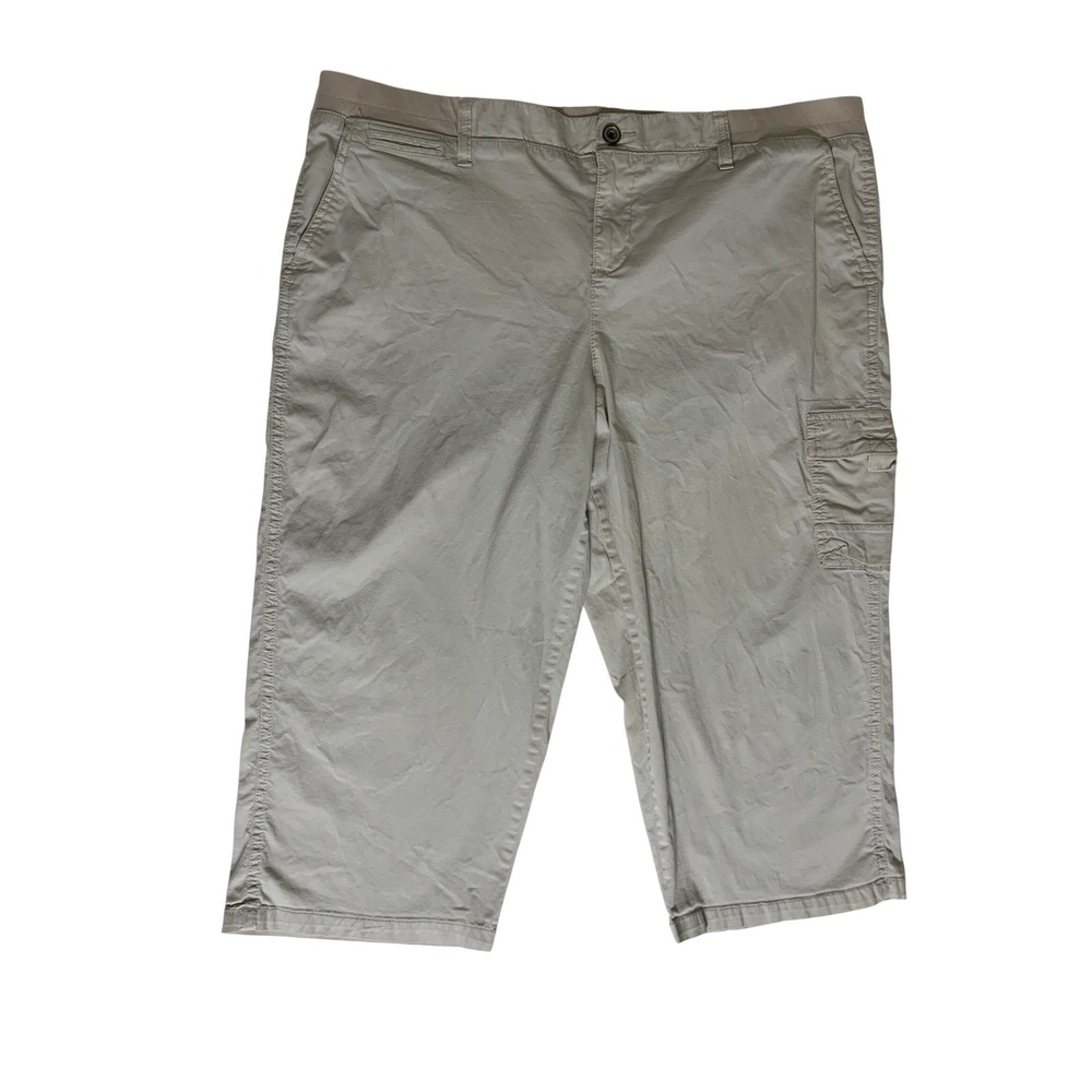 SONOMA LIFE STYLE CAPRI‎ MID RISE WOMAN 18W KHAKI COTTON SPANDEX